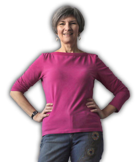 Marie-Lynn in a pink shirt